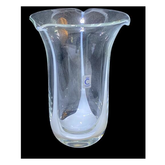 Christinenhutte by Scott Zwiesel Vase Clear With White Stripes 8" Tall - Picture 1 of 7